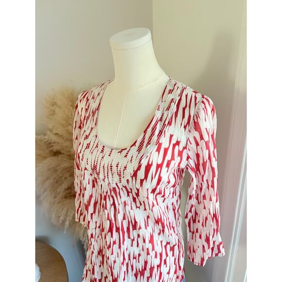 NWT Boden Toulon Tunic Top Womens Size 2 Red White Print Cotton Blouse - Picture 2 of 8